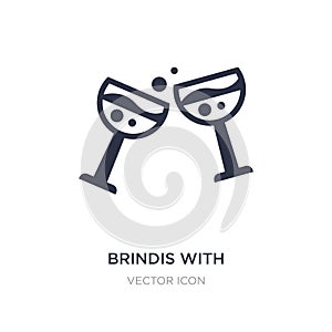 brindis with wine glasses icon on white background. Simple element illustration from Drinks concept photo