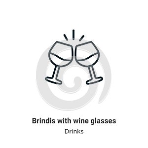Brindis with wine glasses outline vector icon. Thin line black brindis with wine glasses icon, flat vector simple element photo