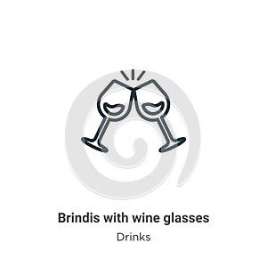 Brindis with wine glasses outline vector icon. Thin line black brindis with wine glasses icon, flat vector simple element photo