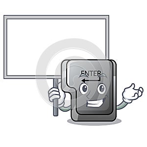 Bring board button enter in the shape mascot