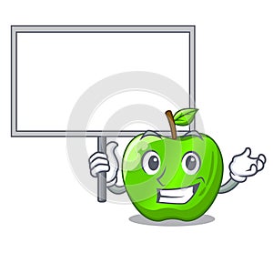 Bring board cartoon of big shiny green apple