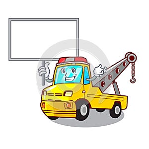 Bring board Cartoon tow truck isolated on rope