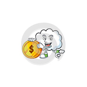 Bring coin cloud bubble on a white background.