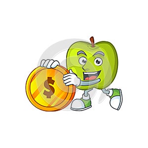 Bring coin granny smith apple character for health mascot