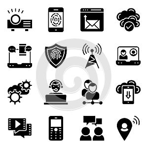 Pack of Communication Technology Solid Icons