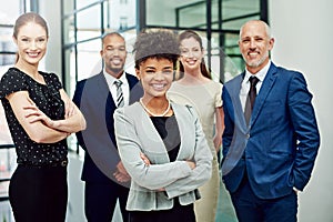 We bring our A game every day. Cropped portrait of a diverse group of businesspeople standing with their arms crossed in