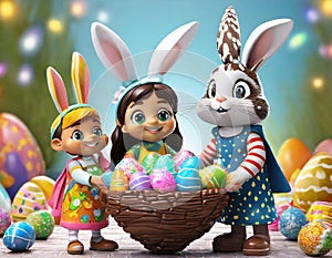 Bringing Chocolate Egg By The Eastern Bunny