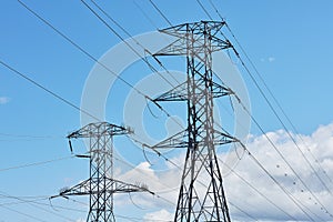 Bringing electricity to your home. Shot of a pylon against a blue sky.