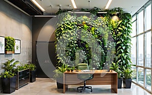 Bringing Nature Indoors Elevating Modern Offices with Green Living Walls and Sustainable Design