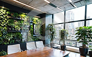 Bringing Nature Indoors Elevating Modern Offices with Green Living Walls and Sustainable Design