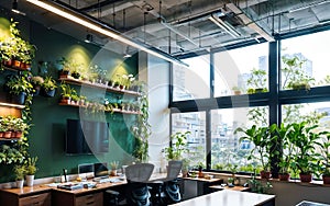 Bringing Nature Indoors Elevating Modern Offices with Green Living Walls and Sustainable Design