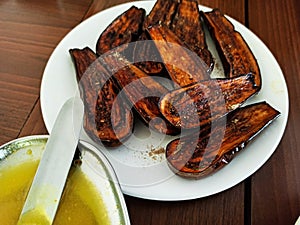 Brinjal fry, traditional bengali lunch item