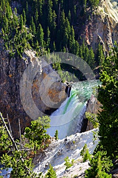 Brink of lower falls, Grand Canyon of Yellowstone National Park, Wyoming, USA