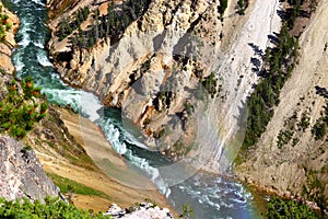 Brink of lower falls, Grand Canyon of Yellowstone National Park, Wyoming, USA