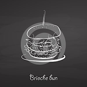 Brioche bun food sketch on chalkboard