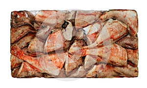 Briquette frozen sea bass for trade in the fish market