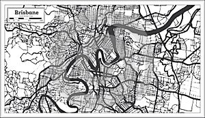 Brisbane Australia City Map in Black and White Color. Outline Map