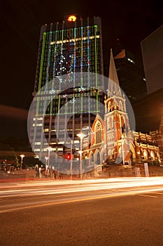 Brisbane, Australia - October 25th, 2014: Colour The City, visual light display in Brisbane City for the G20 meeting.