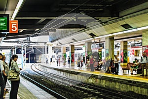 Risbane Australia Passengers waiting on a train on platform  in the Underground Metro