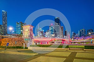 Brisbane city skyline and Brisbane river at twilight