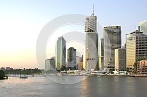 Brisbane city skyline at dawn