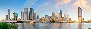 Brisbane city skyline  at twilight in Australia