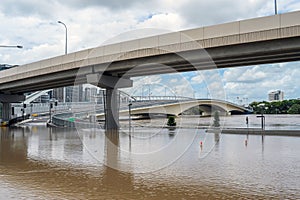 Brisbane Coronation Drive during big flood event