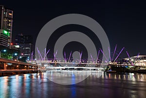 Brisbane Kurilpa Bridge At Night, Australia