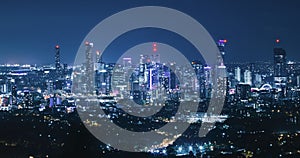 Brisbane night city skyline view