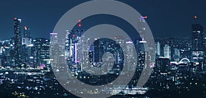 Brisbane night city skyline view