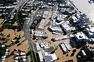 Brisbane River Flood January 2011 Aerial View Milt