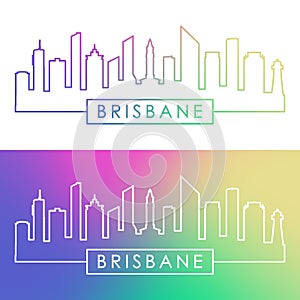 Brisbane skyline. Colorful linear style.