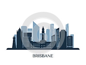Brisbane skyline, monochrome silhouette.