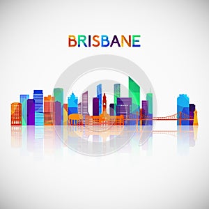 Brisbane skyline silhouette in colorful geometric style. photo