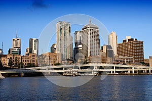 Brisbane skyline in sunset light