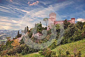 Brisighella, Ravenna, Emilia Romagna, Italy: hills landscape with the medieval castle Rocca Manfrediana