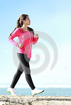 Brisk walking on the beach