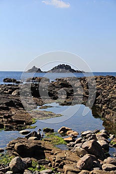 The Brisons viewed from Priest`s Cove, Cape Cornwall,UK