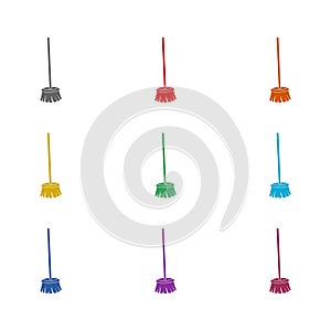 Bristle broom icon isolated on white background. Set icons colorful photo