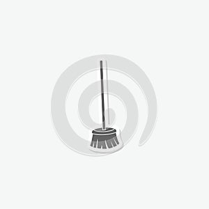 Bristle broom icon sticker isolated on gray background