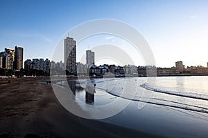 Bristol beach sunset city with skyscraper in mar del plata province of buenos aires a photo