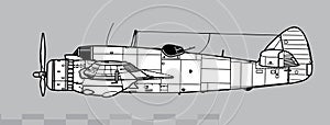 Bristol Beaufighter Mk.IC. Vector drawing of WW2 heavy fighter.