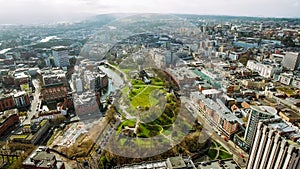 Bristol City Center Aerial View in England UK