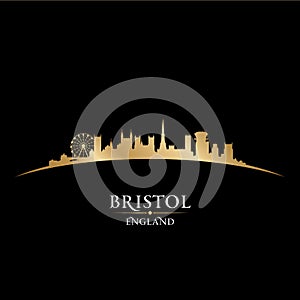 Bristol England city skyline silhouette black background