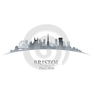 Bristol England city skyline silhouette white background