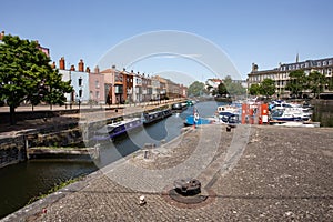 Bristol England UK boat moorings along Bathurst Parade photo