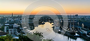 Bristol harbourside at sunrise