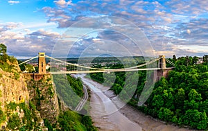 Bristol suspension bridge at sunset