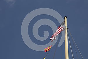 US Flag on the SS Great Britain is a museum ship and former passenger steamship, completed 1845,