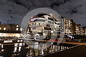 Bristol Waterfront at night Harbourside Inlet near Millennium promenade